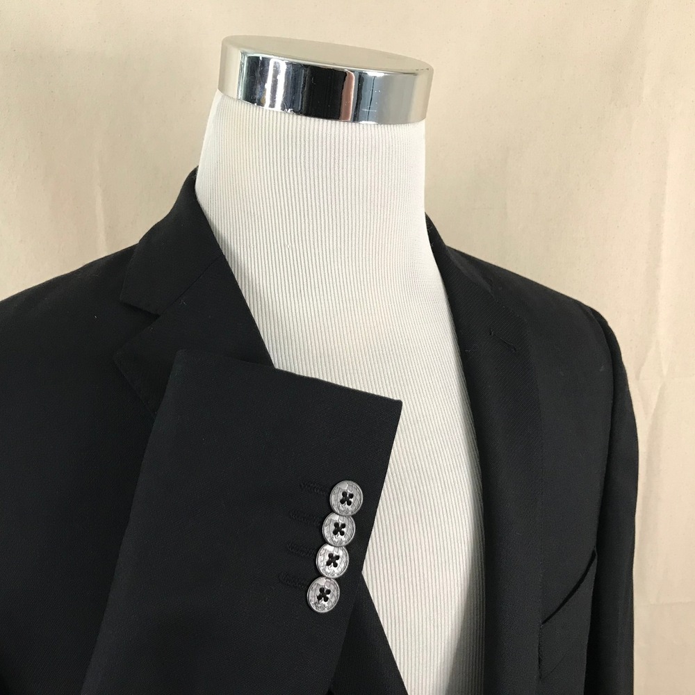 Joseph Abboud 42S Blazer Super 120s Wool Black Silver Two Button Double Vented